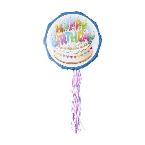 Happy Birthday Pinata-Set mit Stab und Augenbinde für Kindergeburtstag, Party, Babyparty, Spielzubehör, Dekoration – Kerzen von Leezeshaw