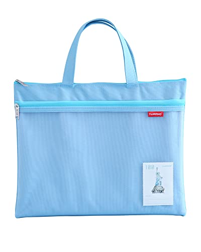 A4 Dokumententasche Zip Beutel Tragetasche Nylon Mesh Beutel Wasserdichte Doppel-Reißverschluss Klein Etiketten Schüler Büro Liefert Reisetasche Blau von Lefancy