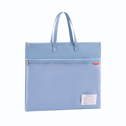Dokumententasche A4 Zip Beutel, 35 x 28 CM Tragetasche Wasserdichte Doppel-Reißverschluss Nylon Mesh Beutel mit Griff Klein Etiketten Schüler Büro Liefert Reisetasche Blau von Lefancy