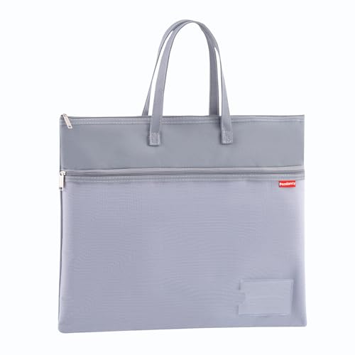 Dokumententasche A4 Zip Beutel, 35 x 28 CM Tragetasche Wasserdichte Doppel-Reißverschluss Nylon Mesh Beutel mit Griff Klein Etiketten Schüler Büro Liefert Reisetasche Grau von Lefancy