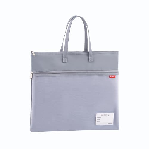 Dokumententasche Zip Beutel 43 x 35 CM, A3 Tragetasche Wasserdichte Doppel-Reißverschluss Nylon Mesh mit Griff Faltbare Groß Etiketten Schüler Büro Liefert Reisetasche Grau von Lefancy
