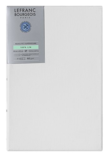 Lefranc Bourgeois 111221 Keilrahmen aus 100% Leinen in Premium Qualität, gebrauchsfertig Grundiert mit Titandioxid Gesso, seitlich genagelt auf massivem Kiefernholz - 4P von Lefranc Bourgeois