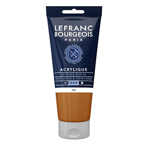 Lefranc Bourgeois 300368 feine Acrylfarbe, hochpigmentiert, gute Deckkraft, cremige homogen Textur, alterungsbeständig, lichtecht, 80ml Tube - Gold von Lefranc Bourgeois