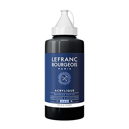 Lefranc Bourgeois 300375 feine Acrylfarbe, hochpigmentiert, gute Deckkraft, cremige homogen Textur, alterungsbeständig, lichtecht, 750ml Flasche - Elfenbeinschwarz von Lefranc Bourgeois