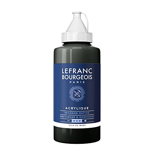 Lefranc Bourgeois 300386 feine Acrylfarbe, hochpigmentiert, gute Deckkraft, cremige homogen Textur, alterungsbeständig, lichtecht, 750ml Flasche - Marsschwarz von Lefranc Bourgeois