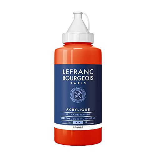 Lefranc Bourgeois 300402 feine Acrylfarbe, hochpigmentiert, gute Deckkraft, cremige homogen Textur, alterungsbeständig, lichtecht, 750ml Flasche - Orange von Lefranc Bourgeois