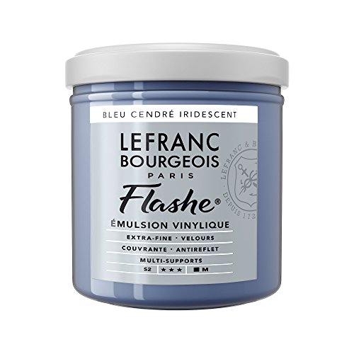 Lefranc Bourgeois 300474 Flashe Acrylfarbe & Vinylfarbe, hochpigmentiert, elastisch, lichtecht, alterungsbeständig, matt, für den Innen- & Außenbereich, 125ml Topf - Irisierendes Aschblau von Lefranc Bourgeois