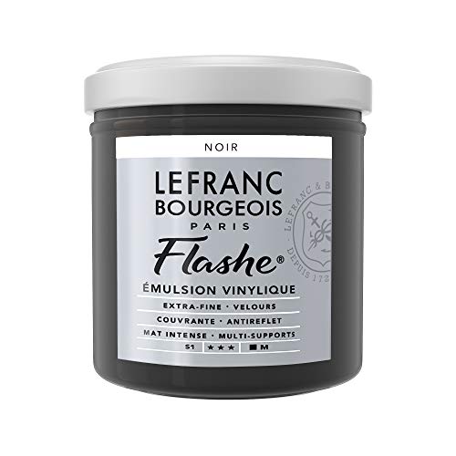 Lefranc Bourgeois 300476 Flashe Acrylfarbe & Vinylfarbe, hochpigmentiert, elastisch, lichtecht, alterungsbeständig, matt, für den Innen- & Außenbereich, 125ml Topf - Schwarz von Lefranc Bourgeois
