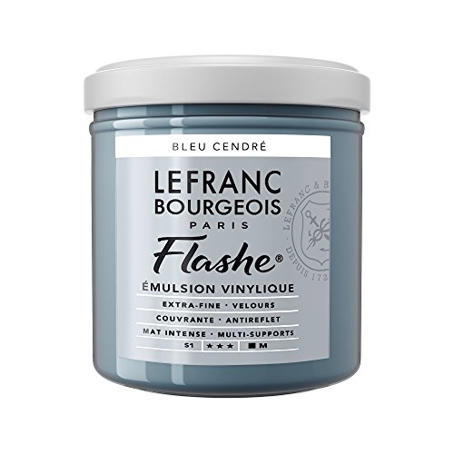 Lefranc Bourgeois 300479 Flashe Acrylfarbe & Vinylfarbe, hochpigmentiert, elastisch, lichtecht, alterungsbeständig, matt, für den Innen- & Außenbereich, 125ml Topf - Aschblau von Djeco
