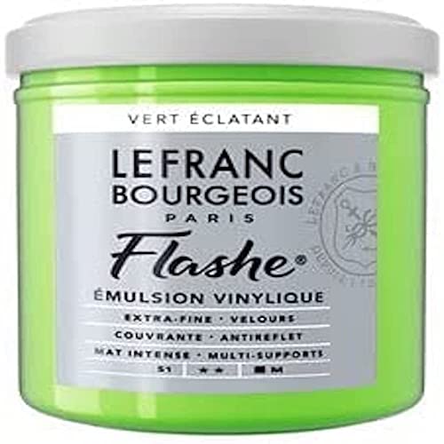 Lefranc Bourgeois 300481 Flashe Acrylfarbe & Vinylfarbe, hochpigmentiert, elastisch, lichtecht, alterungsbeständig, matt, für den Innen- & Außenbereich, 125ml Topf - Feuriggrün von Lefranc Bourgeois
