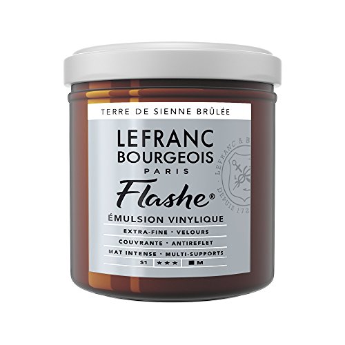 Lefranc Bourgeois 300487 Flashe Acrylfarbe & Vinylfarbe, hochpigmentiert, elastisch, lichtecht, alterungsbeständig, matt, für den Innen- & Außenbereich, 125ml Topf - Siena Gebrannt von Lefranc Bourgeois