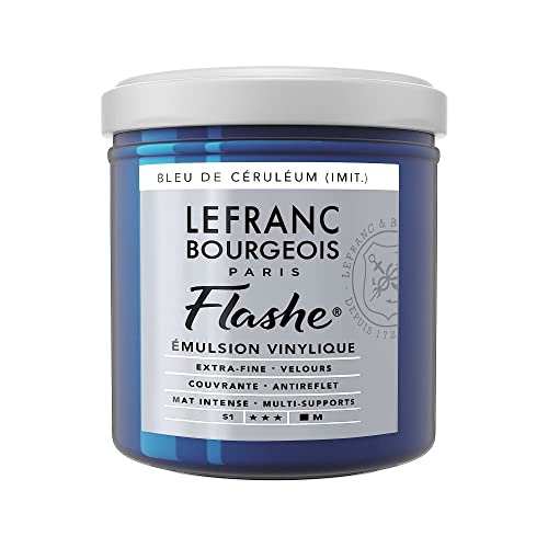 Lefranc Bourgeois 300494 Flashe Acrylfarbe & Vinylfarbe, hochpigmentiert, elastisch, lichtecht, alterungsbeständig, matt, für den Innen- & Außenbereich, 125ml Topf - Cölinblau Farbton von Lefranc Bourgeois