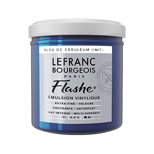 Lefranc Bourgeois 300494 Flashe Acrylfarbe & Vinylfarbe, hochpigmentiert, elastisch, lichtecht, alterungsbeständig, matt, für den Innen- & Außenbereich, 125ml Topf - Cölinblau Farbton Lefranc Bourgeois 300494 Flashe Acrylfarbe & Vinylfarbe, hochpigmentiert, elastisch, lichtecht, alterungsbeständig, matt, für den Innen- & Außenbereich, 125ml Topf - Cölinblau Farbton von Lefranc Bourgeois