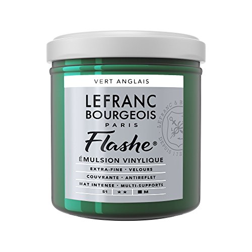 Lefranc Bourgeois 300496 Flashe Acrylfarbe & Vinylfarbe, hochpigmentiert, elastisch, lichtecht, alterungsbeständig, matt, für den Innen- & Außenbereich, 125ml Topf - Englischgrün von Lefranc Bourgeois