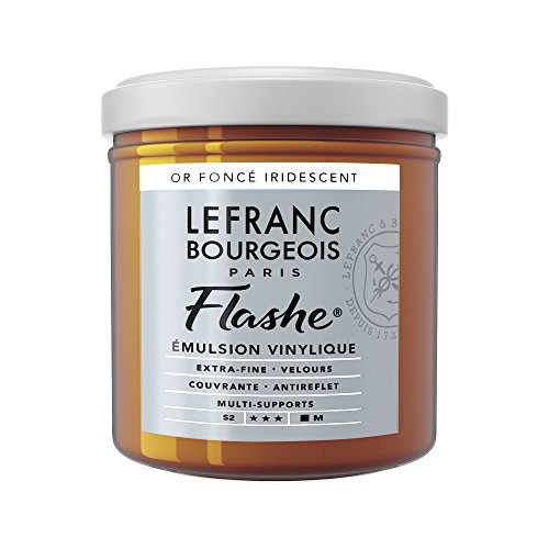 Lefranc Bourgeois 300505 Flashe Acrylfarbe & Vinylfarbe, hochpigmentiert, elastisch, lichtecht, alterungsbeständig, matt, für den Innen- & Außenbereich, 125ml Topf - Irisierendes Tiefes Gold von Lefranc Bourgeois