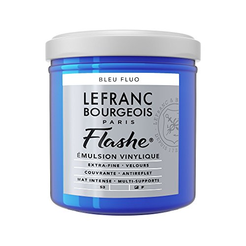 Lefranc Bourgeois 300512 Flashe Acrylfarbe & Vinylfarbe, hochpigmentiert, elastisch, lichtecht, alterungsbeständig, matt, für den Innen- & Außenbereich, 125ml Topf - Fluoblau von Lefranc Bourgeois