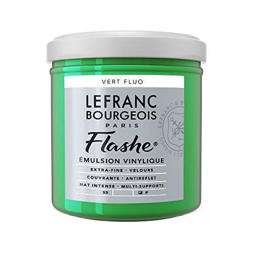 Lefranc Bourgeois 300515 Flashe Acrylfarbe & Vinylfarbe, hochpigmentiert, elastisch, lichtecht, alterungsbeständig, matt, für den Innen- & Außenbereich, 125ml Topf - Fluogrün von Lefranc Bourgeois