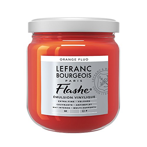 Lefranc Bourgeois 300518 Flashe Acrylfarbe & Vinylfarbe, hochpigmentiert, elastisch, lichtecht, alterungsbeständig, matt, für den Innen- & Außenbereich, 400ml Topf - Fluoorange von Lefranc Bourgeois