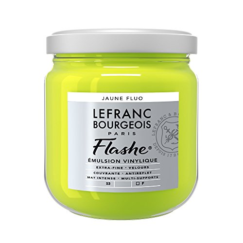 Lefranc Bourgeois 300527 Flashe Acrylfarbe & Vinylfarbe, hochpigmentiert, elastisch, lichtecht, alterungsbeständig, matt, für den Innen- & Außenbereich, 400ml Topf - Fluogelb von Lefranc Bourgeois
