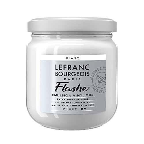 Lefranc Bourgeois 300534 Flashe Acrylfarbe & Vinylfarbe, hochpigmentiert, elastisch, lichtecht, alterungsbeständig, matt, für den Innen- & Außenbereich, 400ml Topf - Irisierendes Weiß von Lefranc Bourgeois