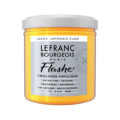 Lefranc Bourgeois 300542 Flashe Acrylfarbe & Vinylfarbe, hochpigmentiert, elastisch, lichtecht, alterungsbeständig, matt, für den Innen- & Außenbereich, 125ml Topf - Japanischgelb Hell von Lefranc Bourgeois