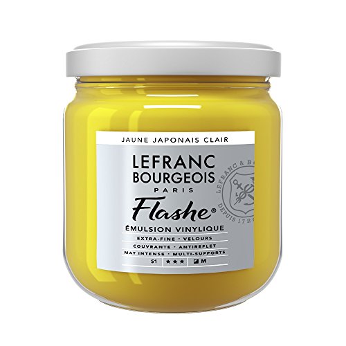 Lefranc Bourgeois 300543 Flashe Acrylfarbe & Vinylfarbe, hochpigmentiert, elastisch, lichtecht, alterungsbeständig, matt, für den Innen- & Außenbereich, 400ml Topf - Japanischgelb Hell von Lefranc Bourgeois