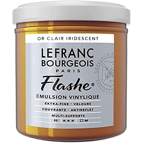 Lefranc Bourgeois 300549 Flashe Acrylfarbe & Vinylfarbe, hochpigmentiert, elastisch, lichtecht, alterungsbeständig, matt, für den Innen- & Außenbereich, 125ml Topf - Irisierendes Helles Gold Lefranc Bourgeois 300549 Flashe Acrylfarbe & Vinylfarbe, hochpigmentiert, elastisch, lichtecht, alterungsbeständig, matt, für den Innen- & Außenbereich, 125ml Topf - Irisierendes Helles Gold von Lefranc Bourgeois