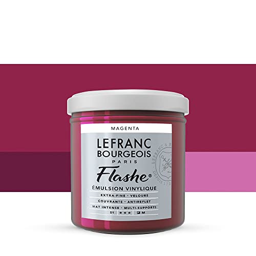 Lefranc Bourgeois 300554 Flashe Acrylfarbe & Vinylfarbe, hochpigmentiert, elastisch, lichtecht, alterungsbeständig, matt, für den Innen- & Außenbereich, 125ml Topf - Magenta von Lefranc Bourgeois