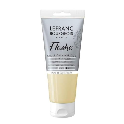 Lefranc Bourgeois 300562 Flashe Acrylfarbe & Vinylfarbe, hochpigmentiert, elastisch, lichtecht, alterungsbeständig, matt, für den Innen- & Außenbereich, 80ml Tube - Neapelgelb Hell von Lefranc Bourgeois