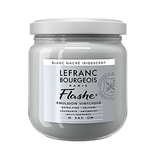 Lefranc Bourgeois 300583 Flashe Acrylfarbe & Vinylfarbe, hochpigmentiert, elastisch, lichtecht, alterungsbeständig, matt, für den Innen- & Außenbereich, 400ml Topf - Perlweiß Irisierend von Lefranc Bourgeois