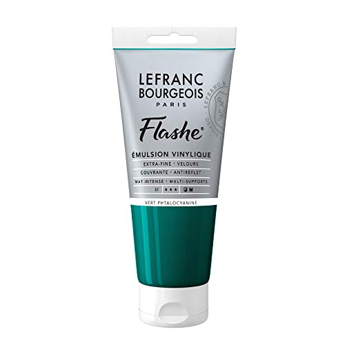 Lefranc Bourgeois 300588 Flashe Acrylfarbe & Vinylfarbe, hochpigmentiert, elastisch, lichtecht, alterungsbeständig, matt, für den Innen- & Außenbereich, 80ml Tube - Phthalozyaningrün Lefranc Bourgeois 300588 Flashe Acrylfarbe & Vinylfarbe, hochpigmentiert, elastisch, lichtecht, alterungsbeständig, matt, für den Innen- & Außenbereich, 80ml Tube - Phthalozyaningrün von Lefranc Bourgeois