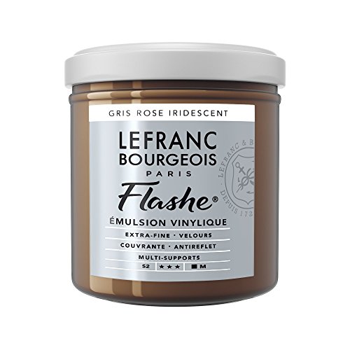 Lefranc Bourgeois 300591 Flashe Acrylfarbe & Vinylfarbe, hochpigmentiert, elastisch, lichtecht, alterungsbeständig, matt, für den Innen- & Außenbereich, 125ml Topf - Irisierendes Rosagrau von Lefranc Bourgeois