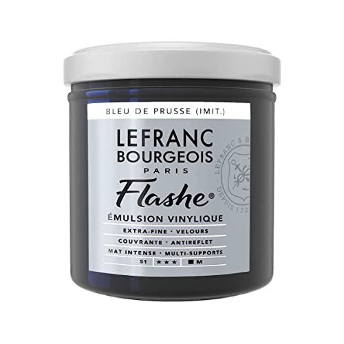 Lefranc Bourgeois 300595 Flashe Acrylfarbe & Vinylfarbe, hochpigmentiert, elastisch, lichtecht, alterungsbeständig, matt, für den Innen- & Außenbereich, 125ml Topf - Preußischblau von Copic