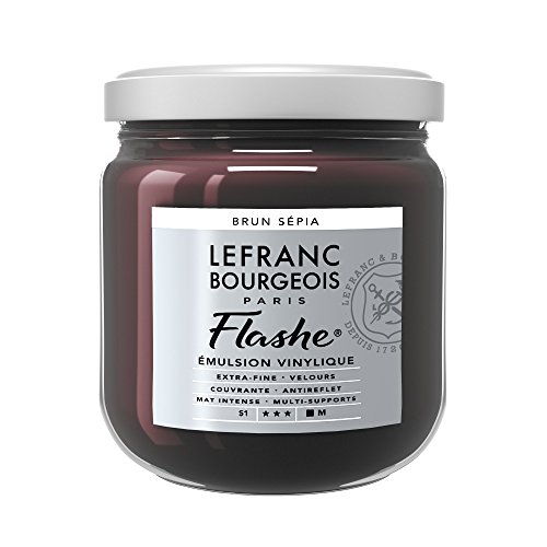 Lefranc Bourgeois 300620 Flashe Acrylfarbe & Vinylfarbe, hochpigmentiert, elastisch, lichtecht, alterungsbeständig, matt, für den Innen- & Außenbereich, 400ml Topf - Sepiabraun von Lefranc Bourgeois