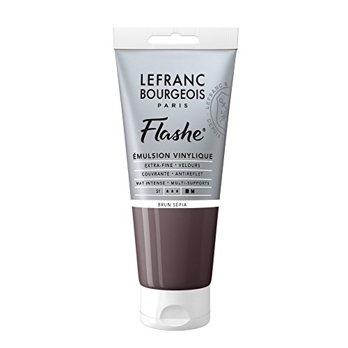 Lefranc Bourgeois 300621 Flashe Acrylfarbe & Vinylfarbe, hochpigmentiert, elastisch, lichtecht, alterungsbeständig, matt, für den Innen- & Außenbereich, 80ml Tube - Sepiabraun von Lefranc Bourgeois
