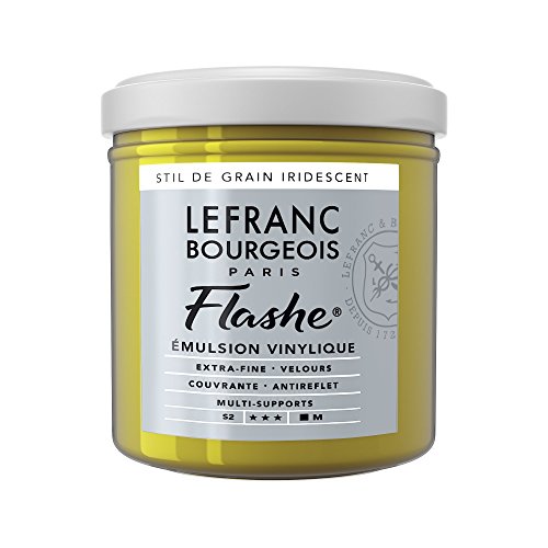 Lefranc Bourgeois 300630 Flashe Acrylfarbe & Vinylfarbe, hochpigmentiert, elastisch, lichtecht, alterungsbeständig, matt, für den Innen- & Außenbereich, 125ml Topf - Irisierendes Grün von Canson