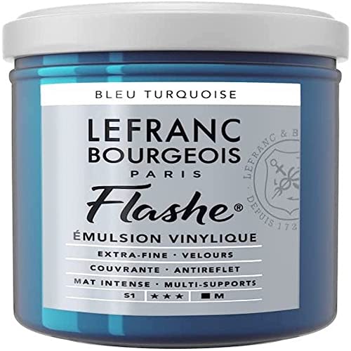 Lefranc Bourgeois 300634 Flashe Acrylfarbe & Vinylfarbe, hochpigmentiert, elastisch, lichtecht, alterungsbeständig, matt, für den Innen- & Außenbereich, 125ml Topf - Türkisblau Lefranc Bourgeois 300634 Flashe Acrylfarbe & Vinylfarbe, hochpigmentiert, elastisch, lichtecht, alterungsbeständig, matt, für den Innen- & Außenbereich, 125ml Topf - Türkisblau von Lefranc Bourgeois