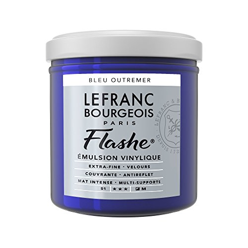 Lefranc Bourgeois 300637 Flashe Acrylfarbe & Vinylfarbe, hochpigmentiert, elastisch, lichtecht, alterungsbeständig, matt, für den Innen- & Außenbereich, 125ml Topf - Ultramarinblau von Lefranc Bourgeois