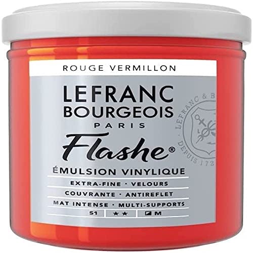 Lefranc Bourgeois 300644 Flashe Acrylfarbe & Vinylfarbe, hochpigmentiert, elastisch, lichtecht, alterungsbeständig, matt, für den Innen- & Außenbereich, 125ml Topf - Zinnoberrot von Lefranc Bourgeois