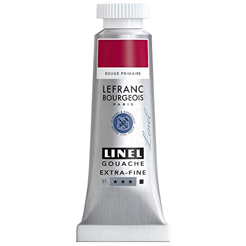 Lefranc Bourgeois 301178 Linel Gouache extrafeine und geschmeidige Wasserfarben mit maximaler Farbintensität, Leuchtkraft für streifenfreien Auftrag, 14ml Tube - Primärrot von Lefranc Bourgeois