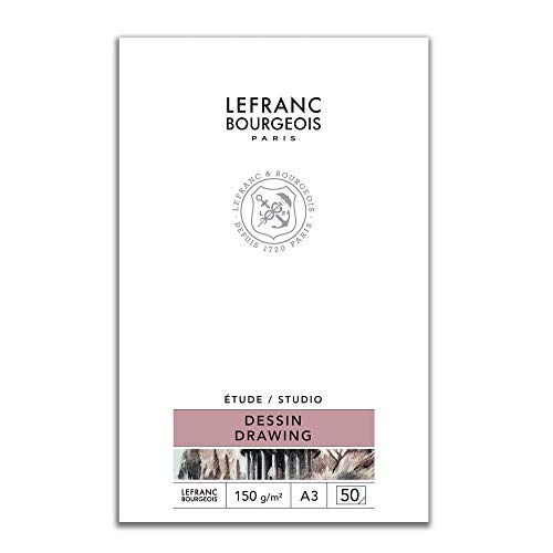 Lefranc Bourgeois 301336 Studio Zeichenblock 50 Blatt - A3, gebunden,150 g/m², feinkörnige Oberfläche zum Zeichnen mit Bleistiften, Kreide, Kohle und anderen Trockentechniken von Lefranc Bourgeois