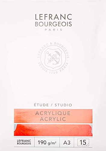 Lefranc Bourgeois 301340 Studio Acrylmalblock 15 Blatt - A3, 190 g/m² mit Leinwandstruktur, Acrylmalpapier zum Zeichen mit Acrylfarben von Lefranc Bourgeois