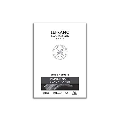 Lefranc Bourgeois 301344 Studio Block mit schwarzem Papier 20 Blatt - A4, 140 g/m², zur Verwendung mit opaken Farben wie Pastell, Bleistift und Deckfarbe zum Basteln und für Collagen von Lefranc Bourgeois