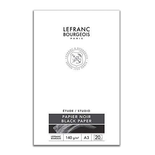 Lefranc Bourgeois 301345 Studio Block mit schwarzem Papier 20 Blatt - A3, 140 g/m², zur Verwendung mit opaken Farben wie Pastell, Bleistift und Deckfarbe zum Basteln und für Collagen von Lefranc Bourgeois