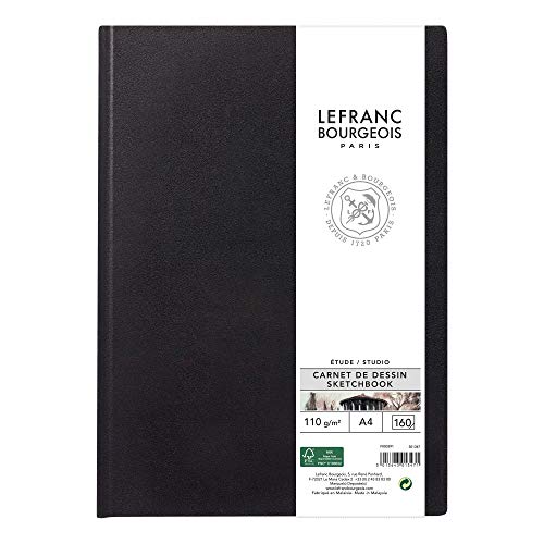 Lefranc Bourgeois 301347 Studio Skizzenbuch 80 Blatt - A4, 110 g/m², Skizzenpapier mit feinkörniger Oberfläche zum Zeichnen mit Bleistiften, Kreide, Kohle und anderen Trockentechniken von Lefranc Bourgeois