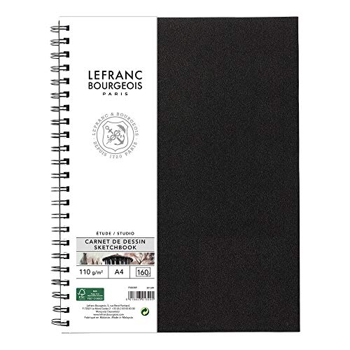 Lefranc Bourgeois 301349 Studio Skizzenbuch 80 Blatt - A4, 110 g/m², Spiralgebunden, Skizzenpapier mit feinkörniger Oberfläche zum Zeichnen mit Bleistiften, Kreide, Kohle und anderen Trockentechniken Lefranc Bourgeois 301349 Studio Skizzenbuch 80 Blatt - A4, 110 g/m², Spiralgebunden, Skizzenpapier mit feinkörniger Oberfläche zum Zeichnen mit Bleistiften, Kreide, Kohle und anderen Trockentechniken von Lefranc Bourgeois