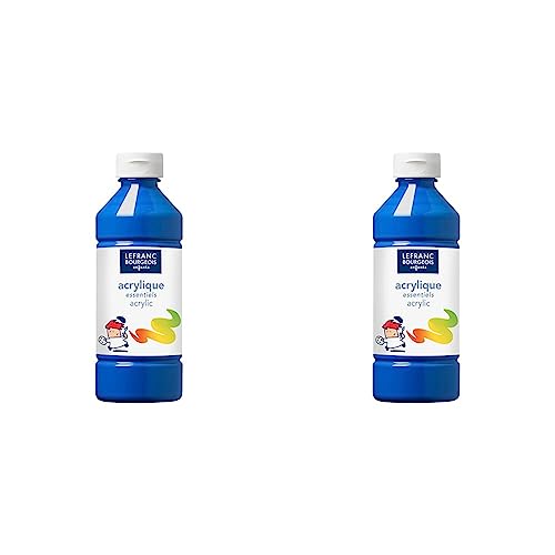 Lefranc & Bourgeois 188531 Value Kinder Acrylfarbe, auf Wasserbasis, mit Glanzeffekt, seidenglänzender Finish, deckend, Dosieröffnung, 500ml Flasche, primärblau (Packung mit 2) von Lefranc Bourgeois