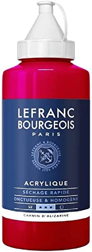 Lefranc Bourgeois 300346 feine Acrylfarbe, hochpigmentiert, gute Deckkraft, cremige homogen Textur, alterungsbeständig, lichtecht, 750ml Flasche - Alizarin Karmin von Lefranc Bourgeois