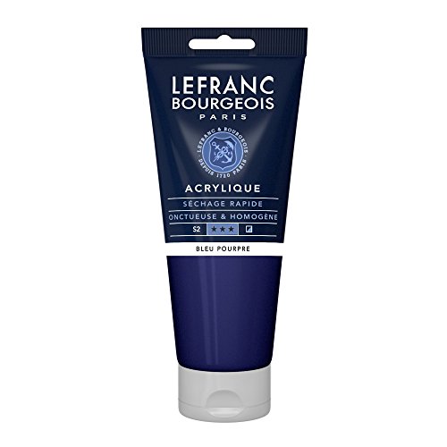 Lefranc Bourgeois 300347 feine Acrylfarbe, hochpigmentiert, gute Deckkraft, cremige homogen Textur, alterungsbeständig, lichtecht, 200ml Tube - Purpurblau von Lefranc Bourgeois