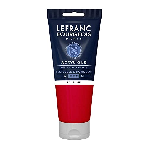 Lefranc Bourgeois 300349 Fine Acrylfarbe - Feurigrot, 200ml Tube, cremige Acrylfarbe auf Wasserbasis, schnell trocknend, lichtecht, wasserfest von Lefranc Bourgeois